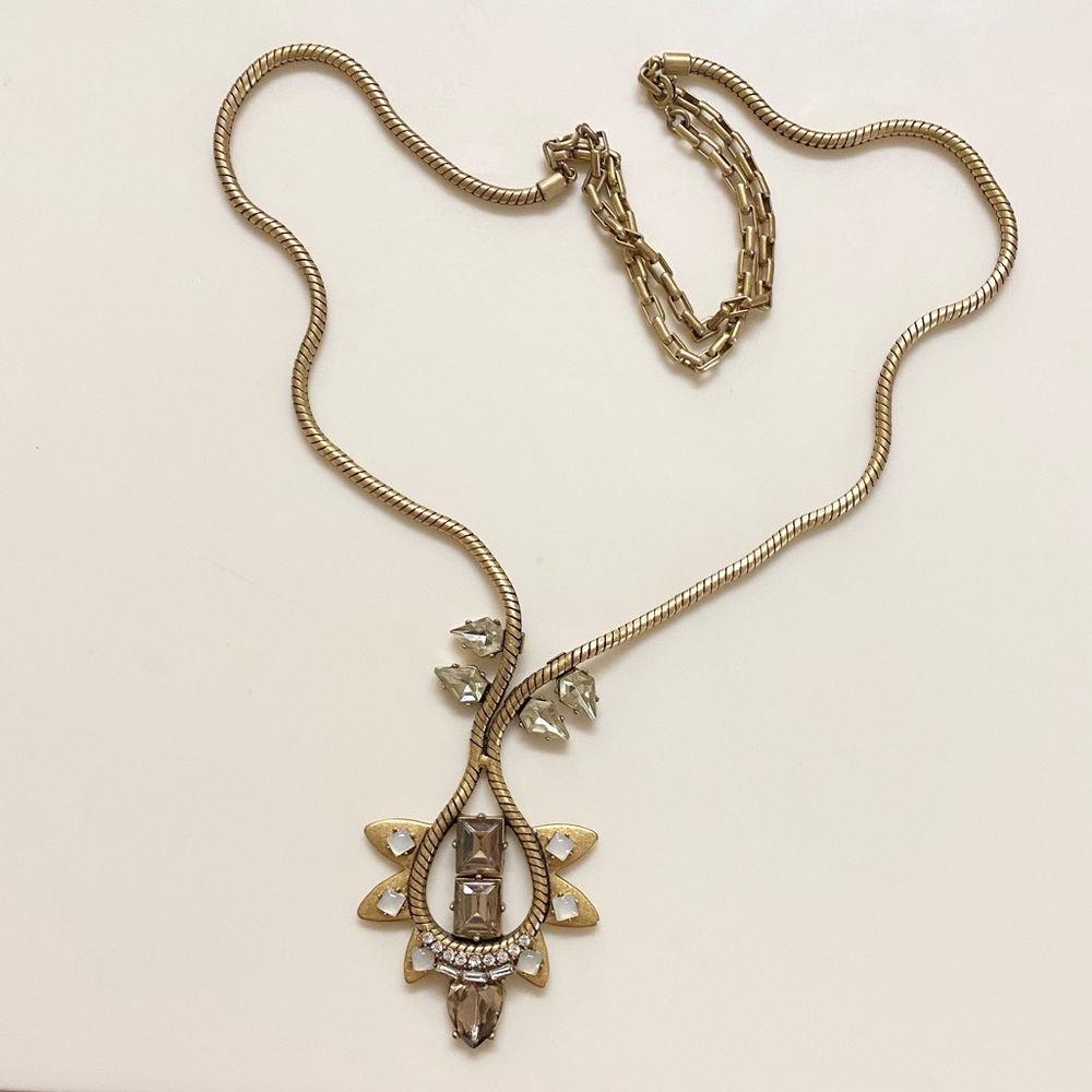 LARGE STELLA DOT GOLD STONE STATEMENT NECKLACE